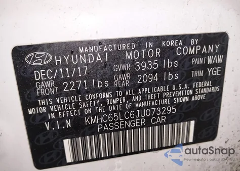 2018 Hyundai Ioniq Hybrid Blue z USA, uszkodzony, nr VIN KMHC65LC6JU073295